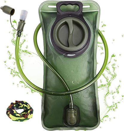 Hydration Bladder, 1.5L-2L-3L Water Bladder for Hiking Backpack Leak Proof Water Reservoir Storage Bag, BPA-Free Water Pouch Hydration Pack for Camping Cycling Running, Military Green 1.5-2-3 Liter