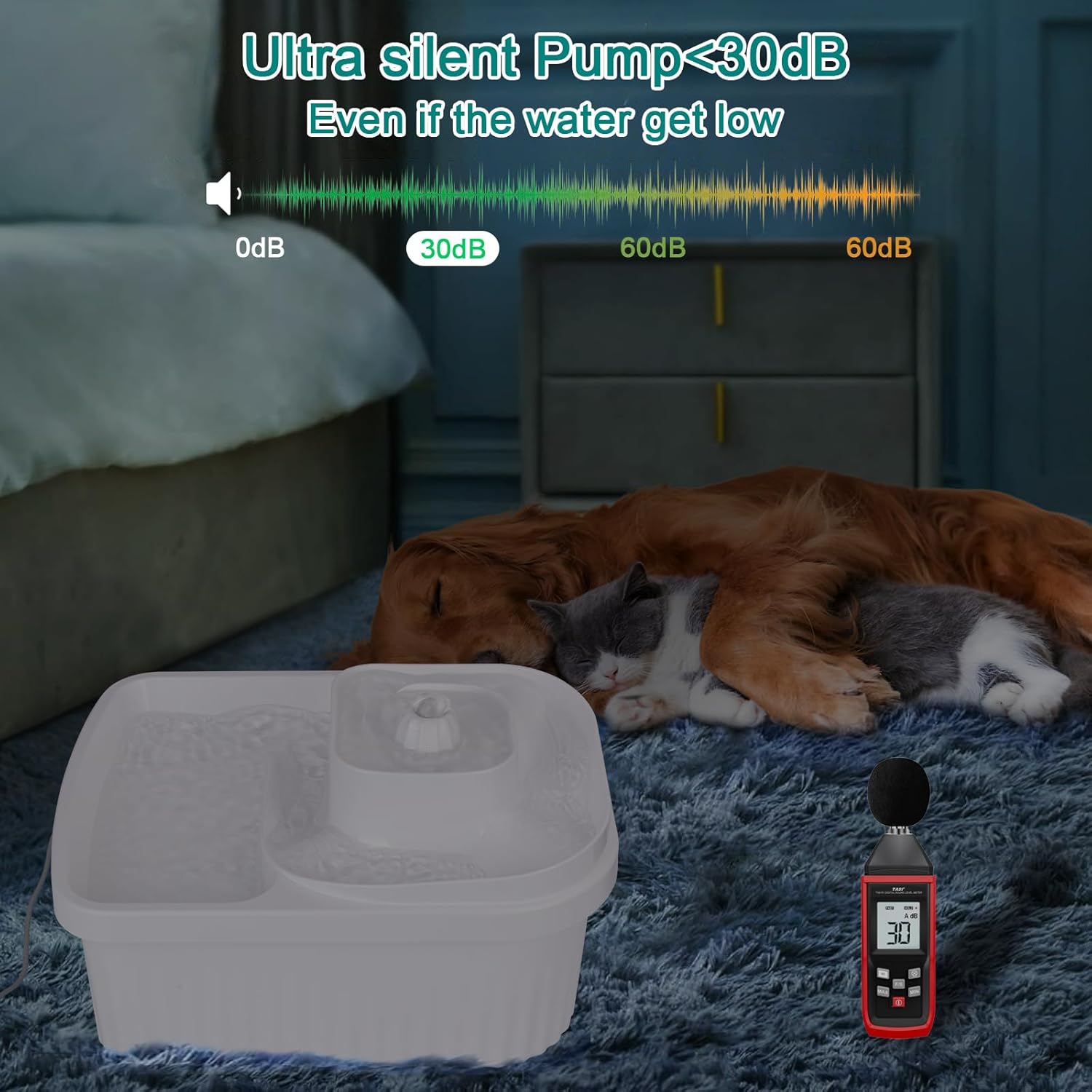 Dog Water Fountain 2.1GAL/270oz/8L Pet Cat Water Fountain Dog Water Fountain Bowl for Extra Large,Medium,Small Dogs