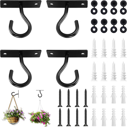 Ceiling Hooks for Hanging Plant, Hanger for Indoor and Outdoor Planters Pots Holder, Wall Hook for Plant, Flower Basket, Wind Chimes, Lanterns, Lights, Bird Feeders, Home Decor-2.5Inch 4Pack