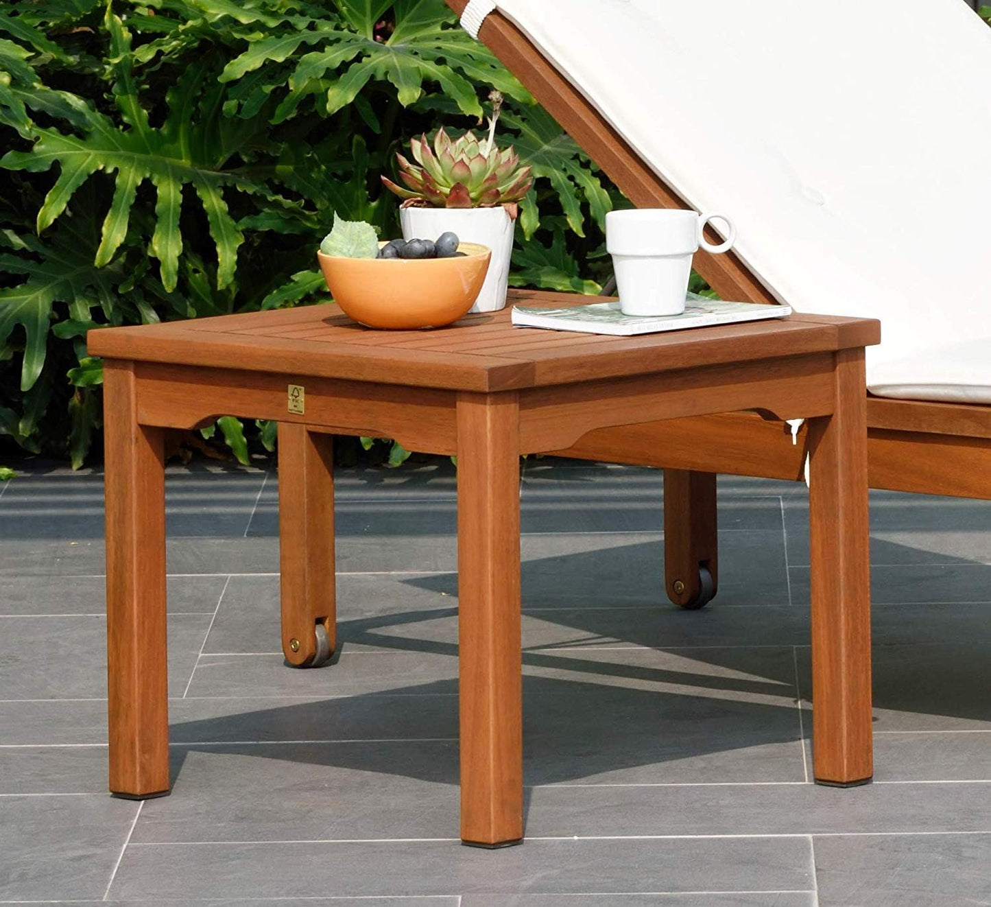 Amazonia Rome Square and Durable Side Table | Eucalyptus Wood | Ideal for Outdoors and Indoors, 20 x 20