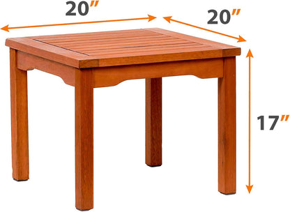 Amazonia Rome Square and Durable Side Table | Eucalyptus Wood | Ideal for Outdoors and Indoors, 20 x 20