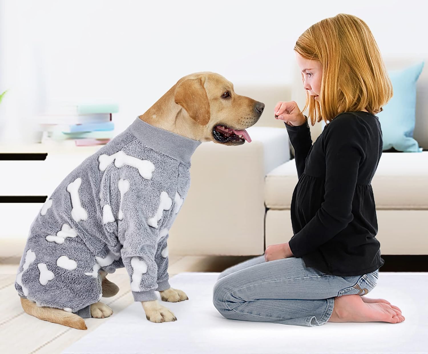 GabeFish Cozy Plush Dog Pjs Fleece Pajamas for Dogs Soft Long Sleeve Four Legs Cute Onesie for Pets Grey 3X-Large