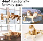 4-in-1 Cat Window Perch for Large Cats – Foldable Adjustable Pet Hammock for Window Bed Floor & Sill – Premium Hammock