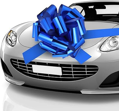 Zonon Big Car Bow 20 Inch Giant Car Bow with 20 ft Ribbon for Large Gift Wrapping New Houses Huge Present Birthday Christmas Decor(Blue)
