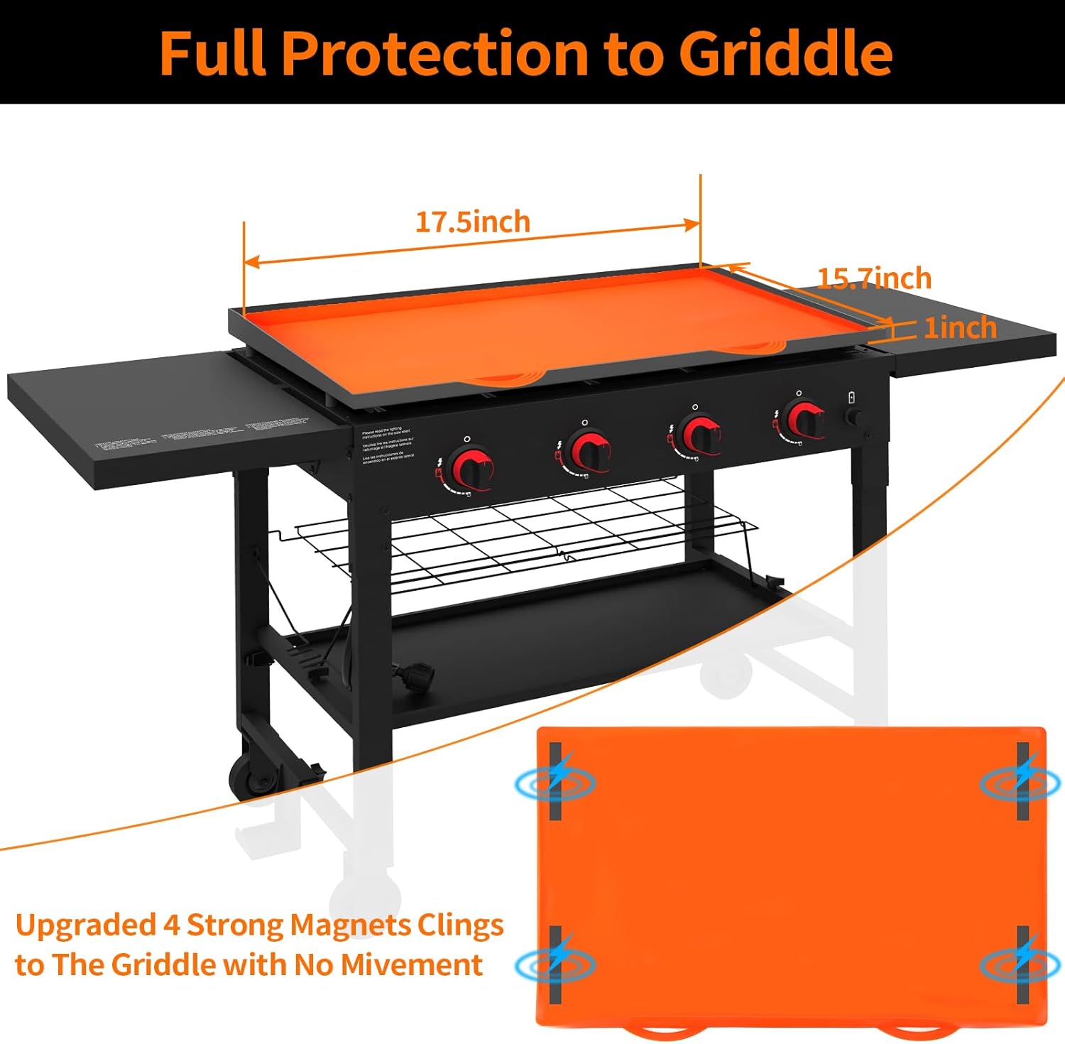 Griddle Mat Tight Magnetic Fit Silicone Griddle Mat 36 Inch Griddle Mat for Blackstone Grill with Handle Silicone Grill