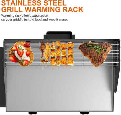 MixRBBQ Wind Screen and Griddle Warming Rack Set for Blackstone 28 Inch Griddle and Other 28" Griddles, Outdoor BBQ Cooking Griddle Accessories Enameled Steel Wind Guards Stainless Steel Cooking Grid