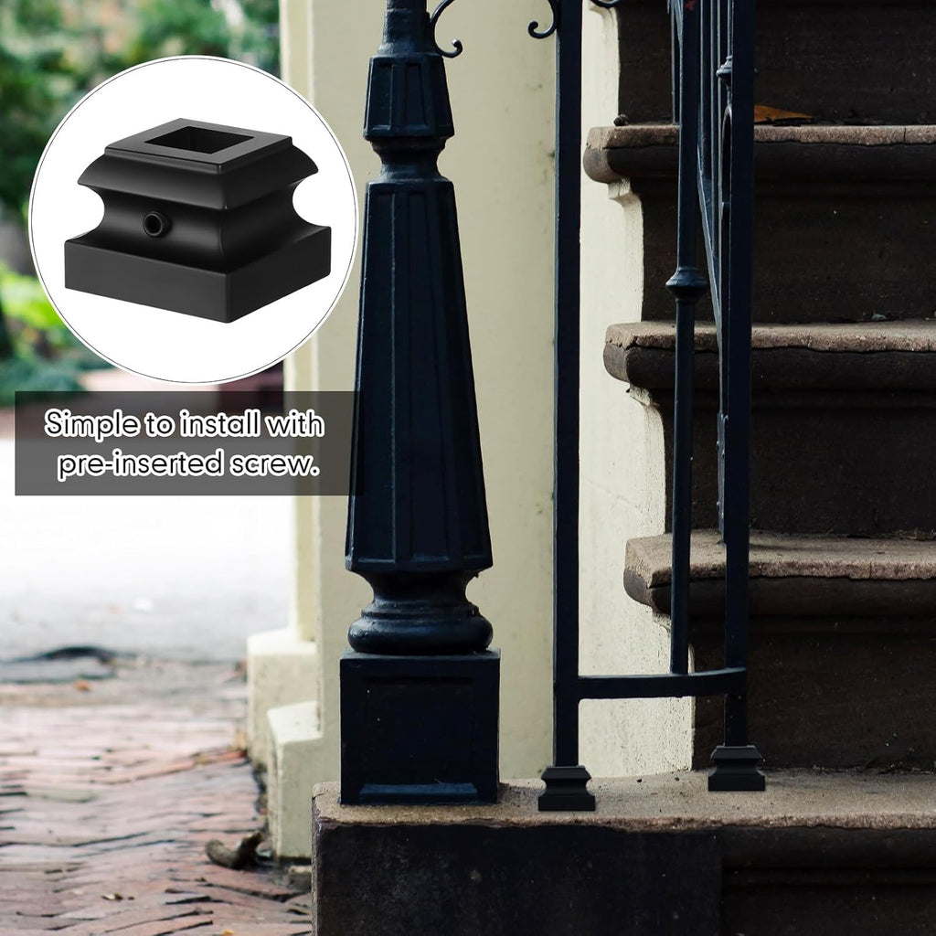 Therwen 40 Sets Wrought Iron Balusters Square Stair Iron Balusters Hollow Straight Bar Metal Baluster Shoes Stair Flat