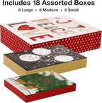 Excello Global Set of 18 Christmas Gift Boxes - Assorted Sizes and Designs - *Christmas & Seasonal