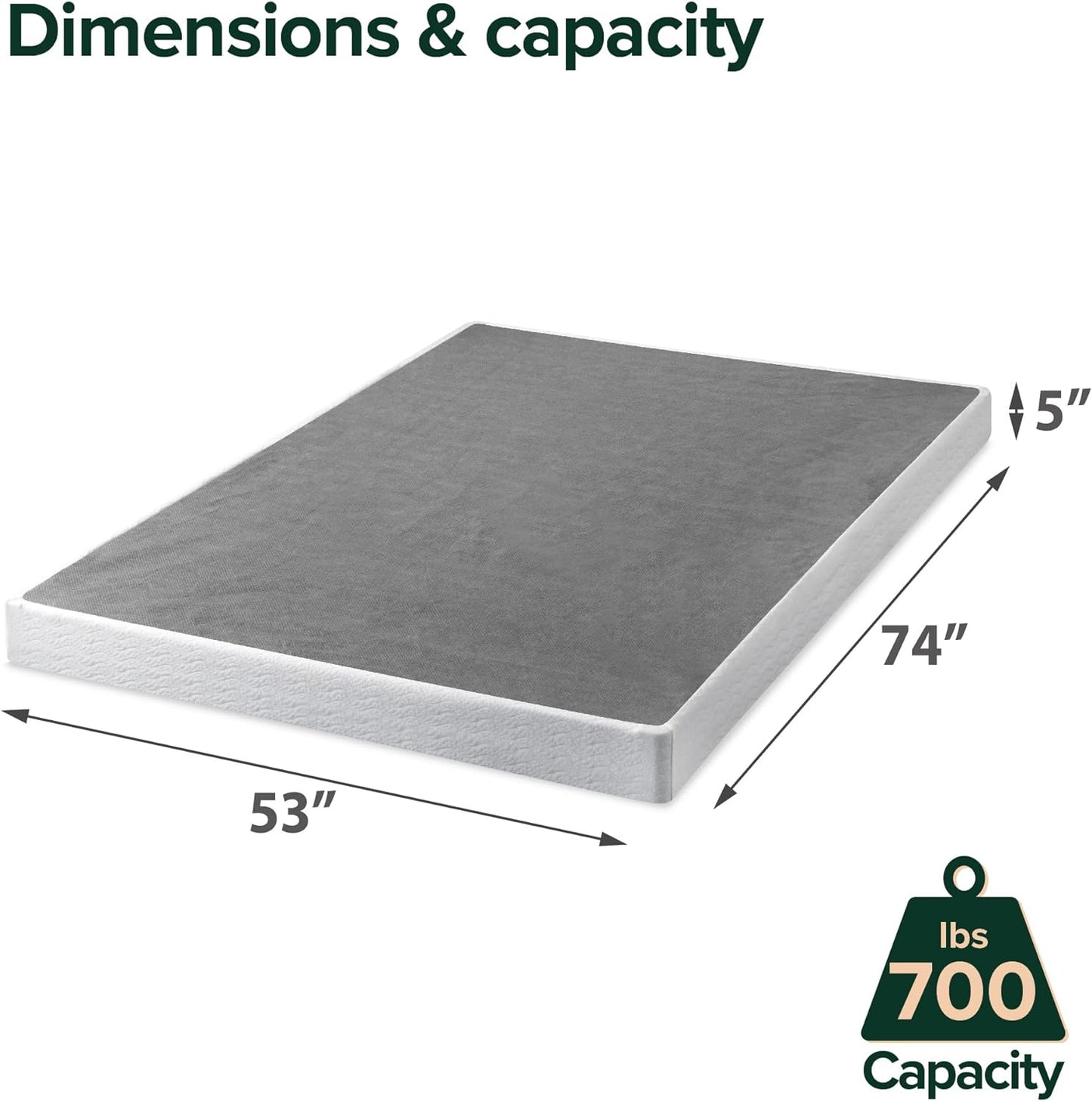 ZINUS 5 Inch Metal Smart Box Spring with Quick Assembly / Mattress Foundation / Strong Metal Frame / Easy Assembly