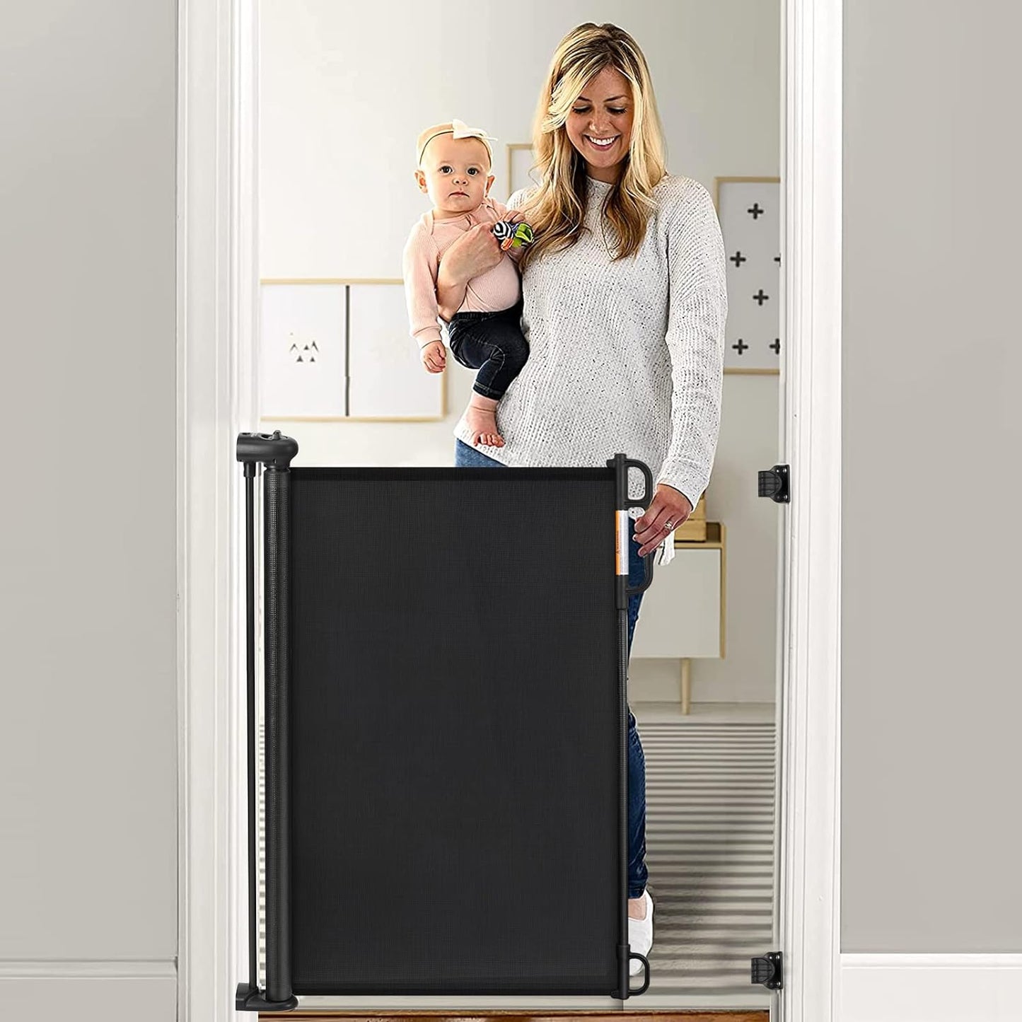 Momcozy Retractable Baby Gate, 33" Tall, Extends up to 55" Wide, Child Safety Baby Gates