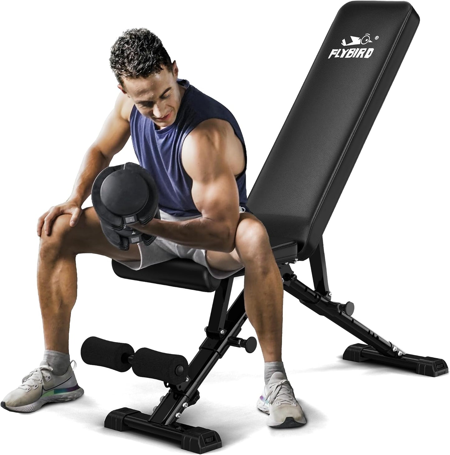 FLYBIRD Weight Bench, Adjustable Strength Training Bench for Full Body Workout with Fast Folding