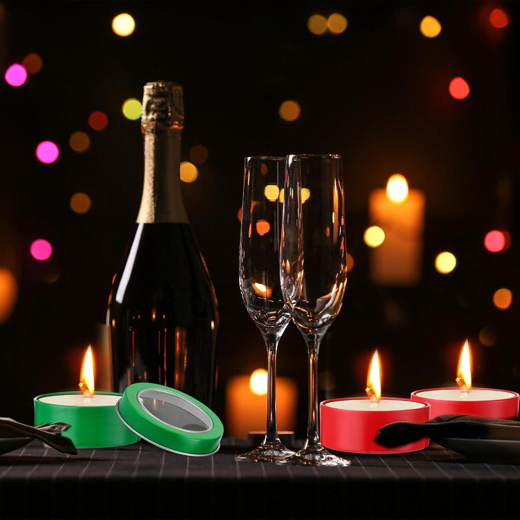 Christmas Candle Tin Cans Set Holiday Candle Tins 2 oz with Lids Candle Jars for Making Candles Round Containers
