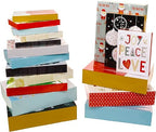 Excello Global Set of 18 Christmas Gift Boxes - Assorted Sizes and Designs - *Christmas & Seasonal