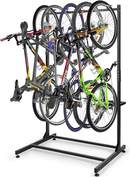 Missing Hardware Freestanding Bike Storage Rack, Heavy-Duty Steel Standing Bike Rack, Max 5 Bikes Indoor Bike Storage, Vertical Bike Rack for Home & Garage