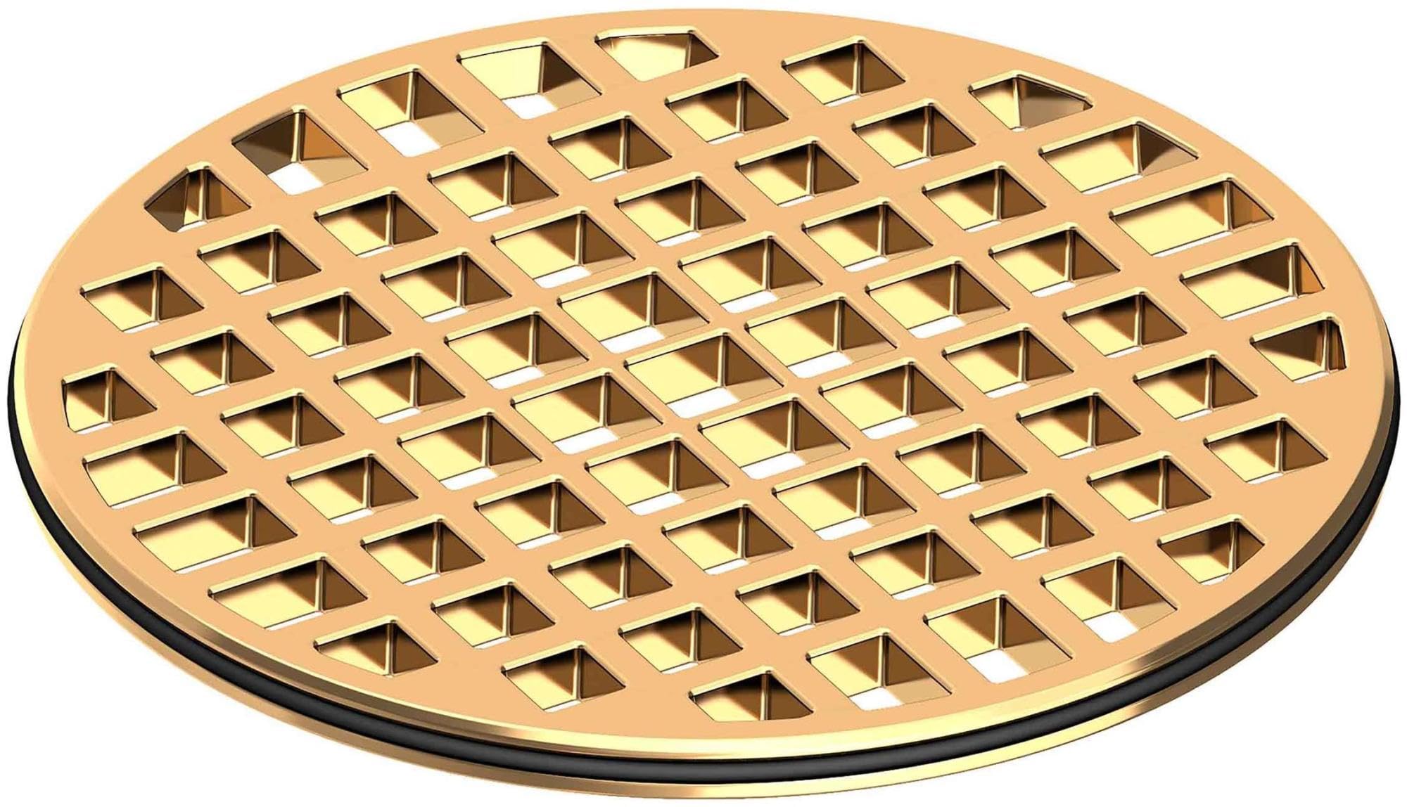 Newport Brass 4IN Round Shower Drain in Polished Brass UNCOATED Living