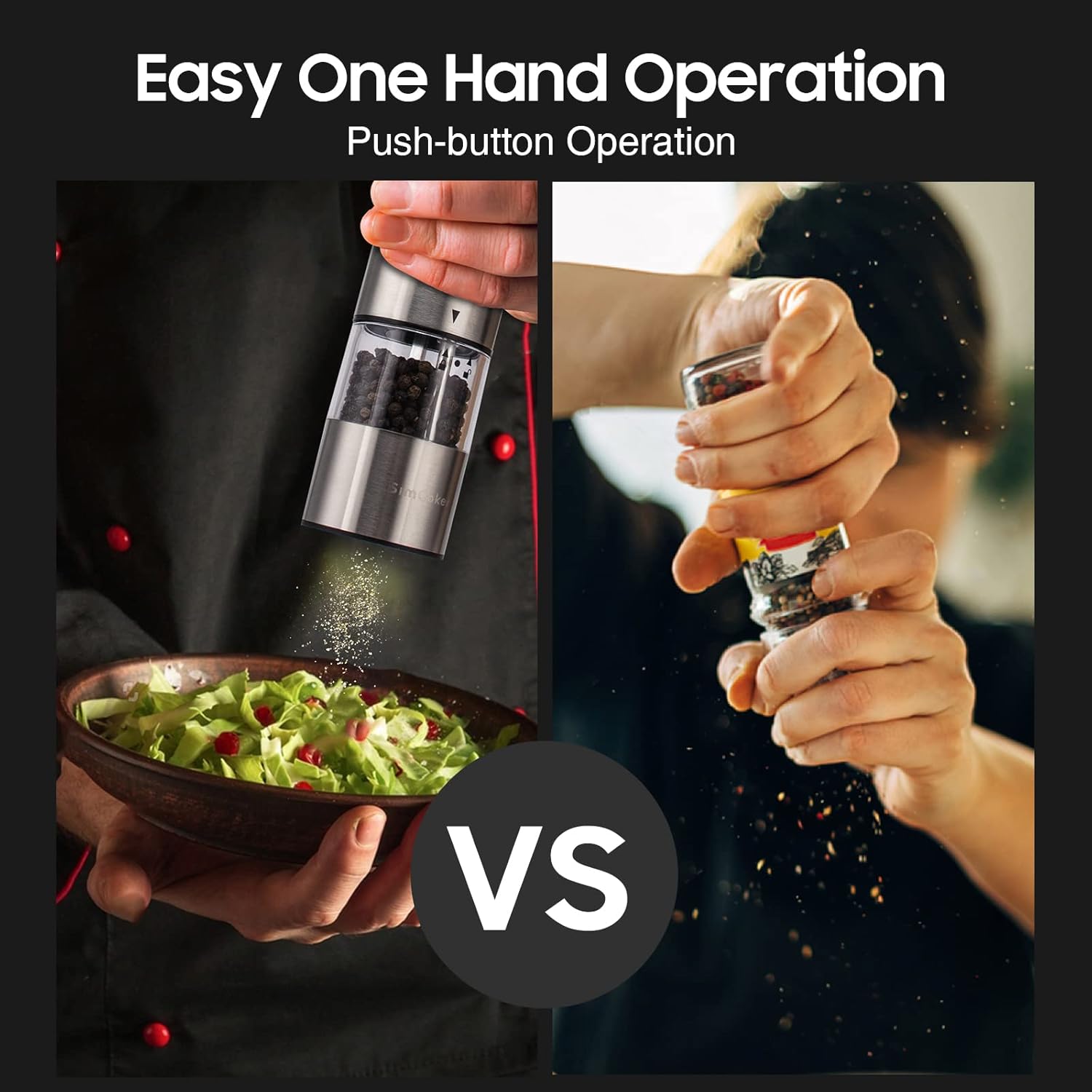 Electric Salt and Pepper Grinder Set Shakers Mill Automatic Grinders Battery Operated with Spoon for Kitchen Gift