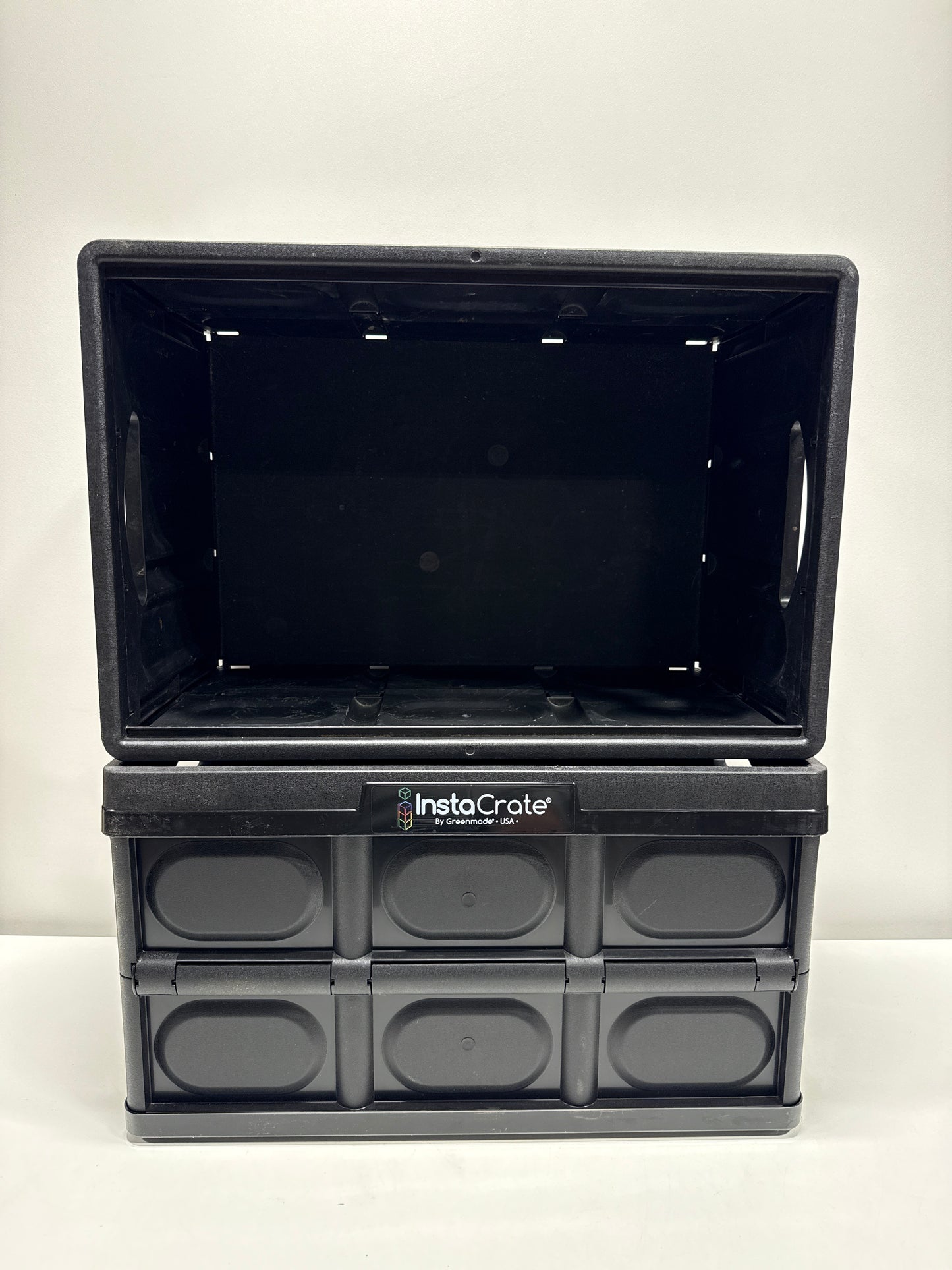 2 Used GreenMade InstaCrate Collapsible Storage Bin, 12 Gallon Black