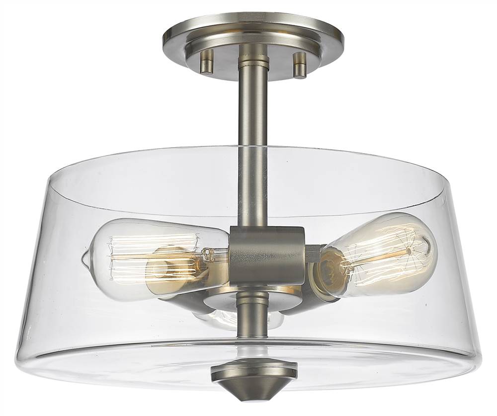 Z-Lite 428SF3 Annora 3 Light 14’’ Wide Semi-Flush Bowl Ceiling Fixture Brushed Nickel - *Lighting & Electrical