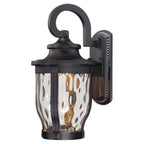 The Great Outdoors 8762-66-L Merrimack 16" Tall LED Dark Sky Outdoor Wall Sconce with Hammered Glass Black Outdoor Lighting Wall Sconces