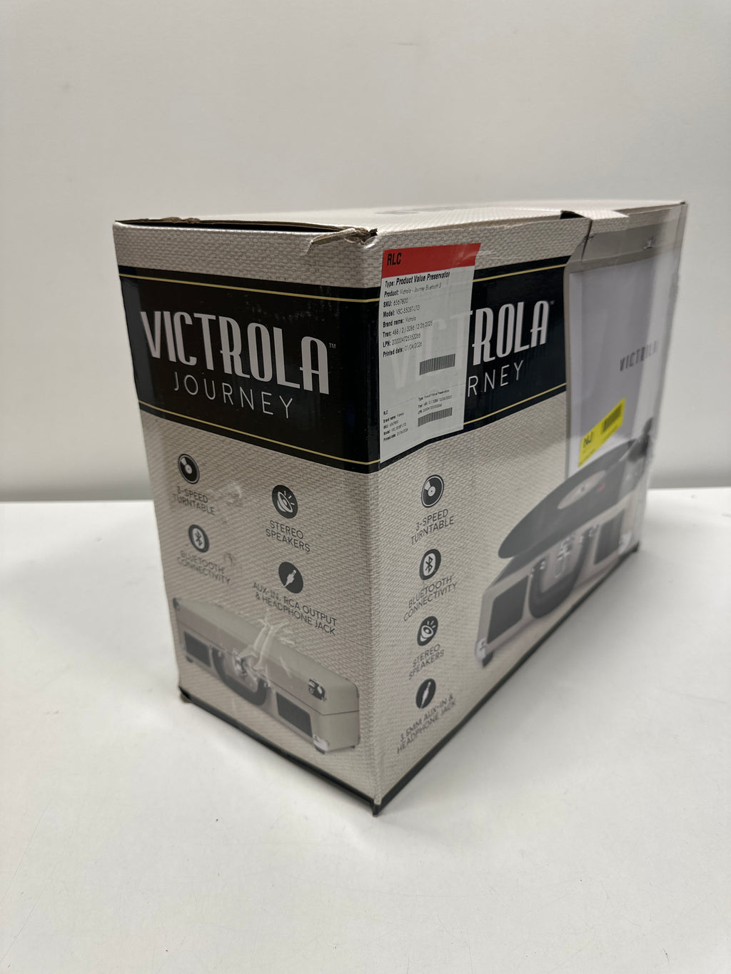 Victrola - Journey Bluetooth Suitcase Record Player with 3-speed Turntable - Light Gray - *Headphones & Tech Accessories