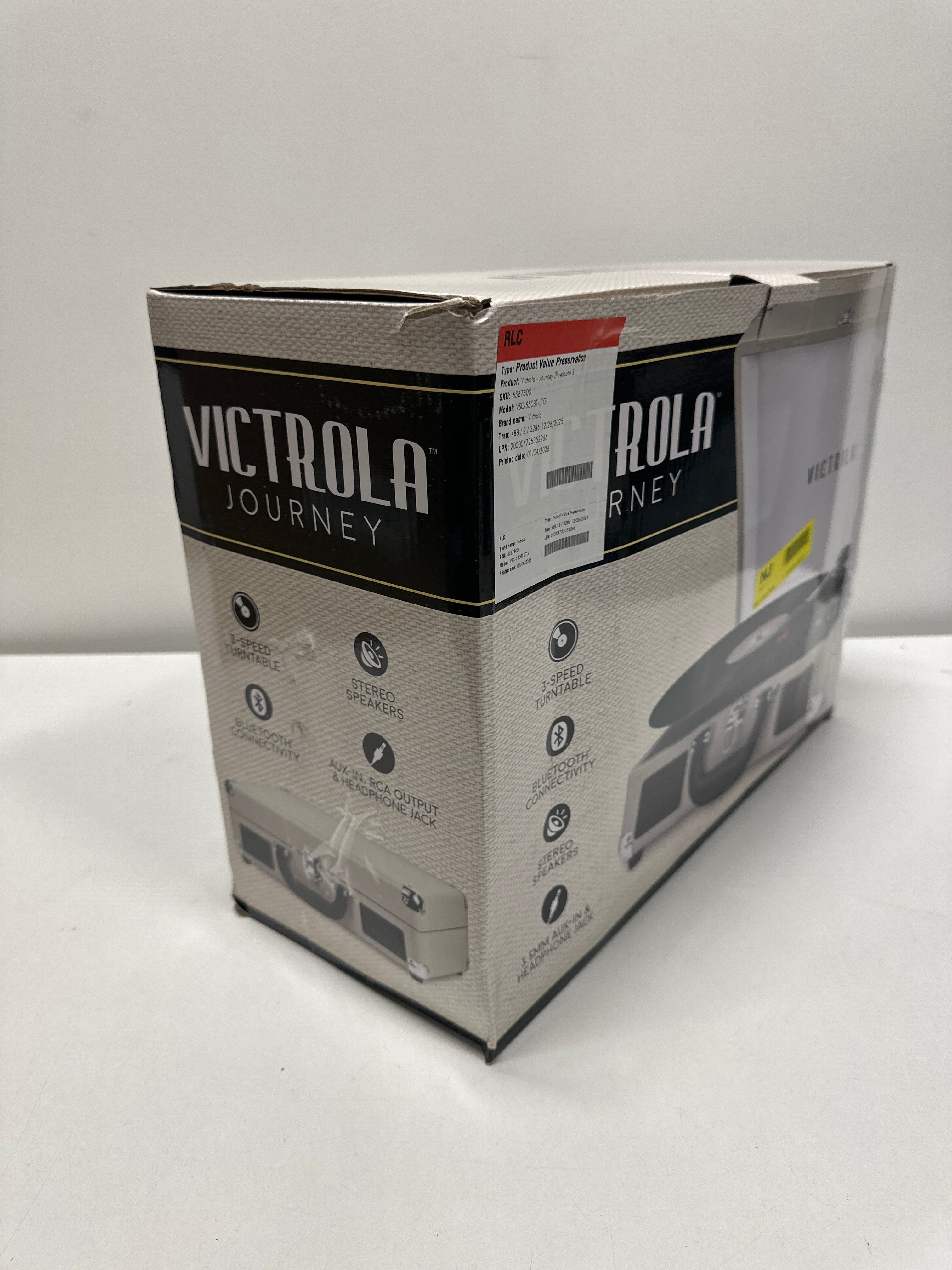 Victrola - Journey Bluetooth Suitcase Record Player with 3-speed Turntable - Light Gray - *Headphones & Tech Accessories