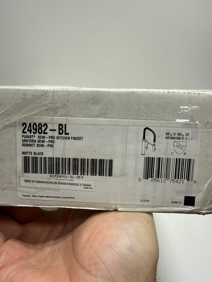 Used KOHLER 24982-BL Purist Commercial Style Pre-Rinse Kitchen Faucet with 3-Function Sprayhead Kitchen Sink Faucet with Pull Down Sprayer Matte Black