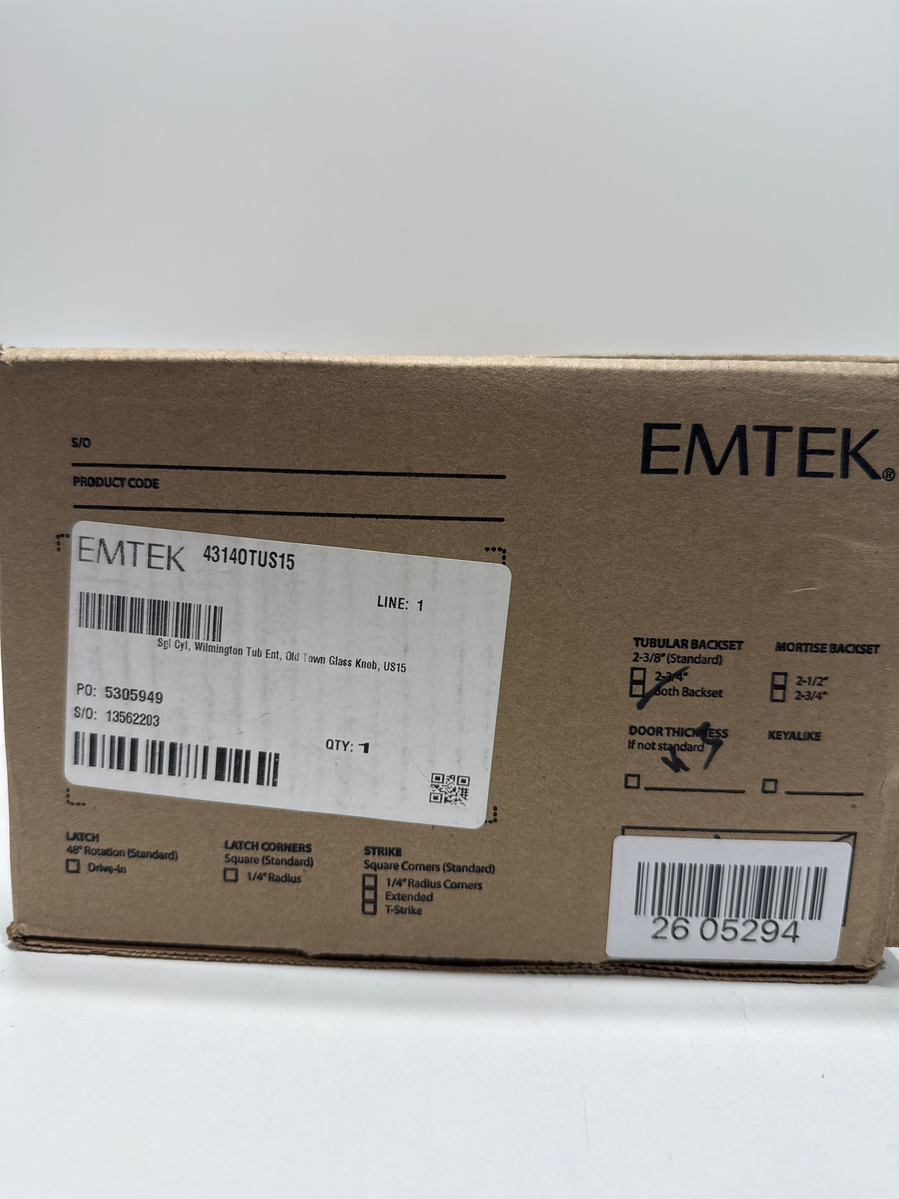 Emtek Link Emtek Sgl Cyl, Wilmington Tub Ent, Old Town Clear Knob, US15A