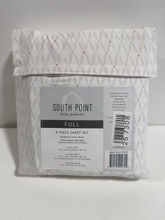 4-Piece Printed Sheet Set - 17" Extra Deep | Cool, Crisp, Breathable Bed Sheets - Brushed for Softness (Maise Geo, Full)