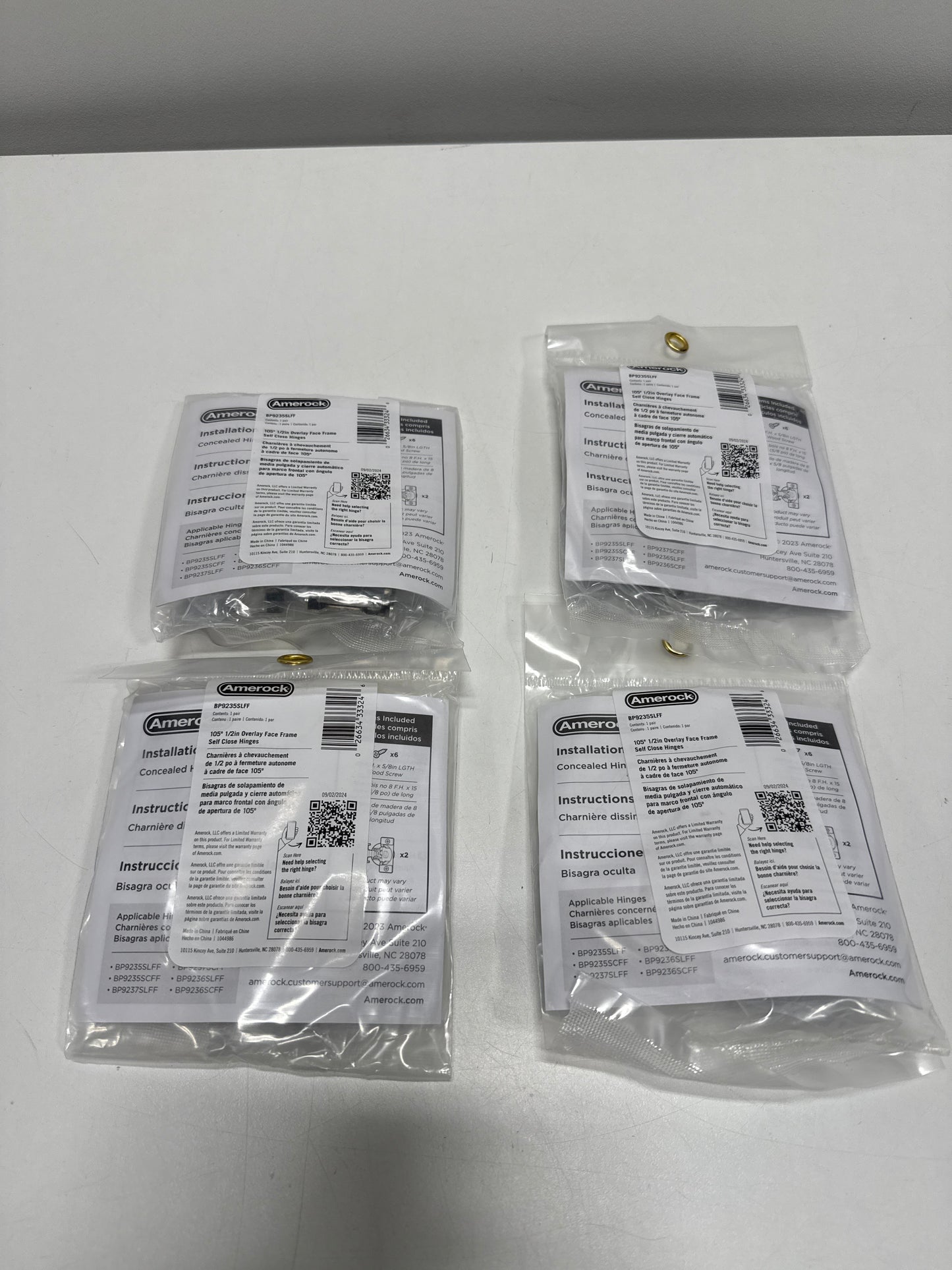 4 Pairs Amerock 1/2" (13mm) Overlay Face Frame Self-Close Concealed Cabinet Hinge