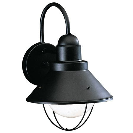 Kichler Seaside 12" 1 Light Outdoor Wall Light with Glass Globe Black