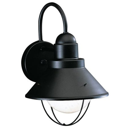 Kichler Seaside 12" 1 Light Outdoor Wall Light with Glass Globe Black