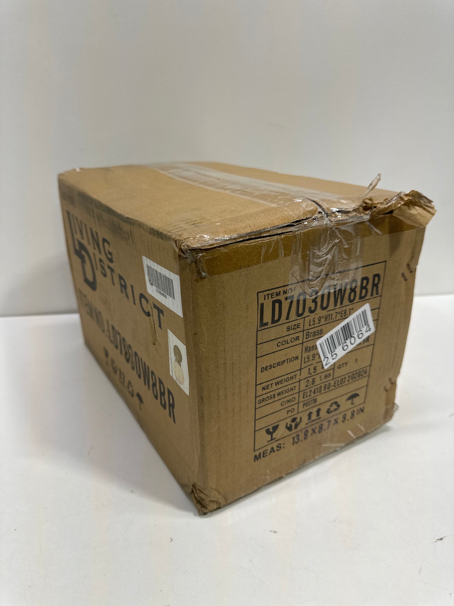 Living District LD7030W8BR Hanson 1 Light 9 Inch Brass Bath Sconce Wall Light