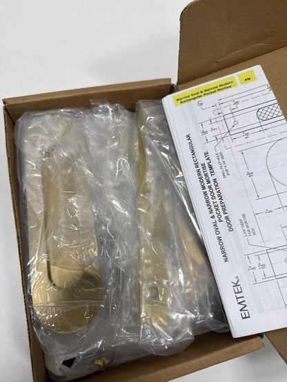 Emtek Narrow Oval Rectangular Pocket Door Mortise Lock Satin Brass