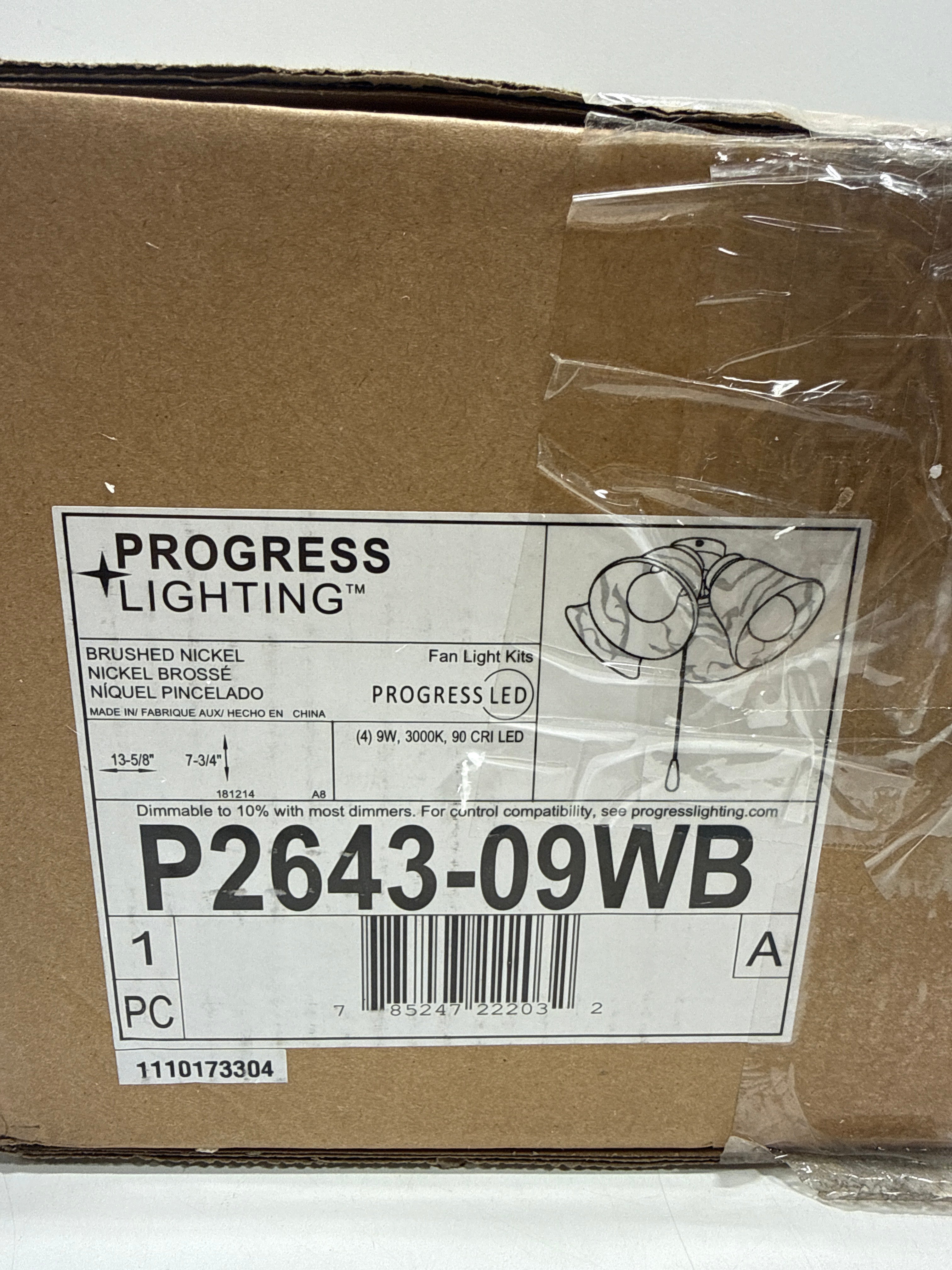 Progress Lighting 4-Light Universal Ceiling Fan Light Kit for AirPro Collection Ceiling Fans New Traditional and Rustic