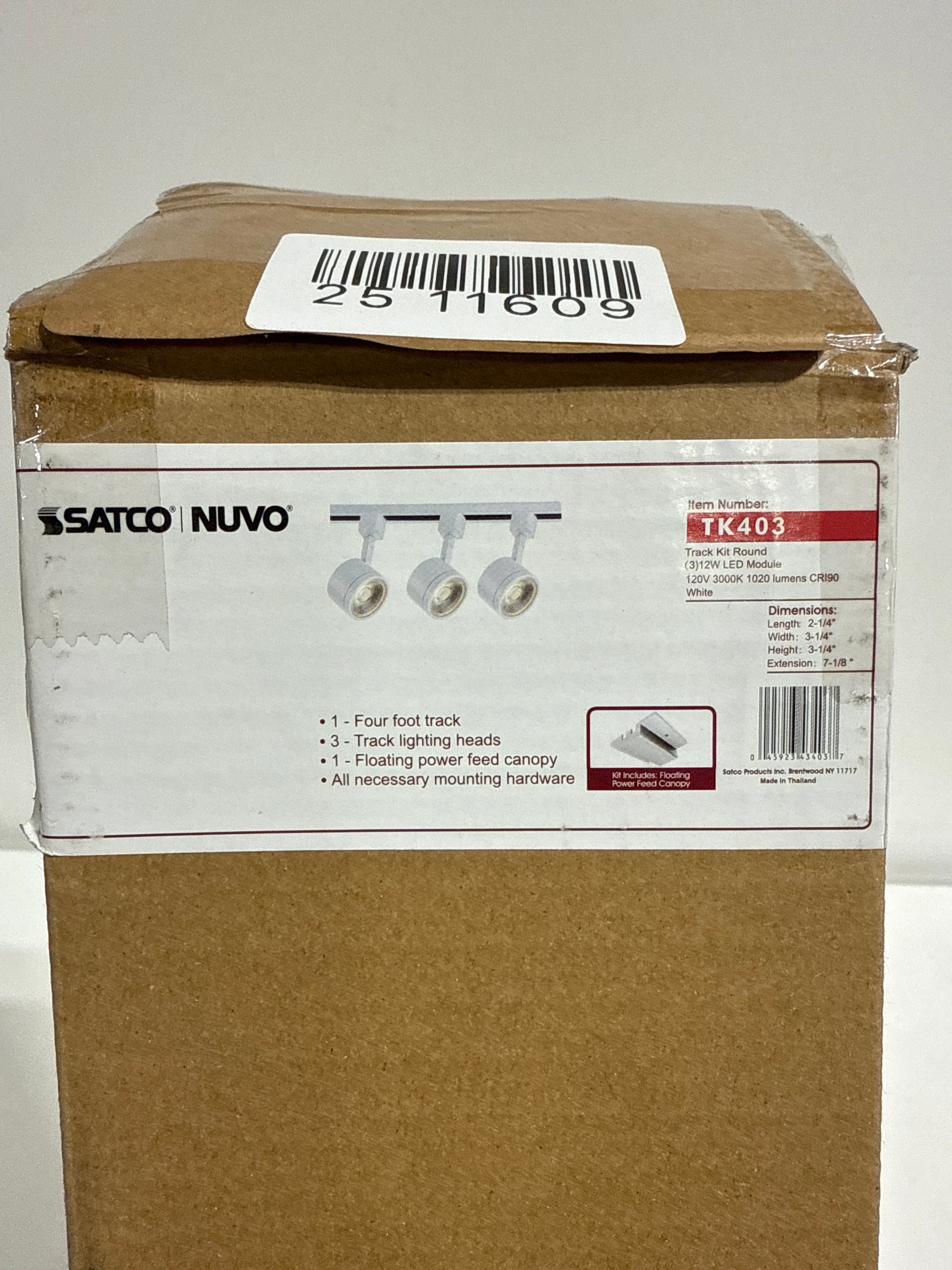Nuvo TK403 Round White 3 Light LED Track Kit - 36 Watts - Soft White - *Lighting & Electrical