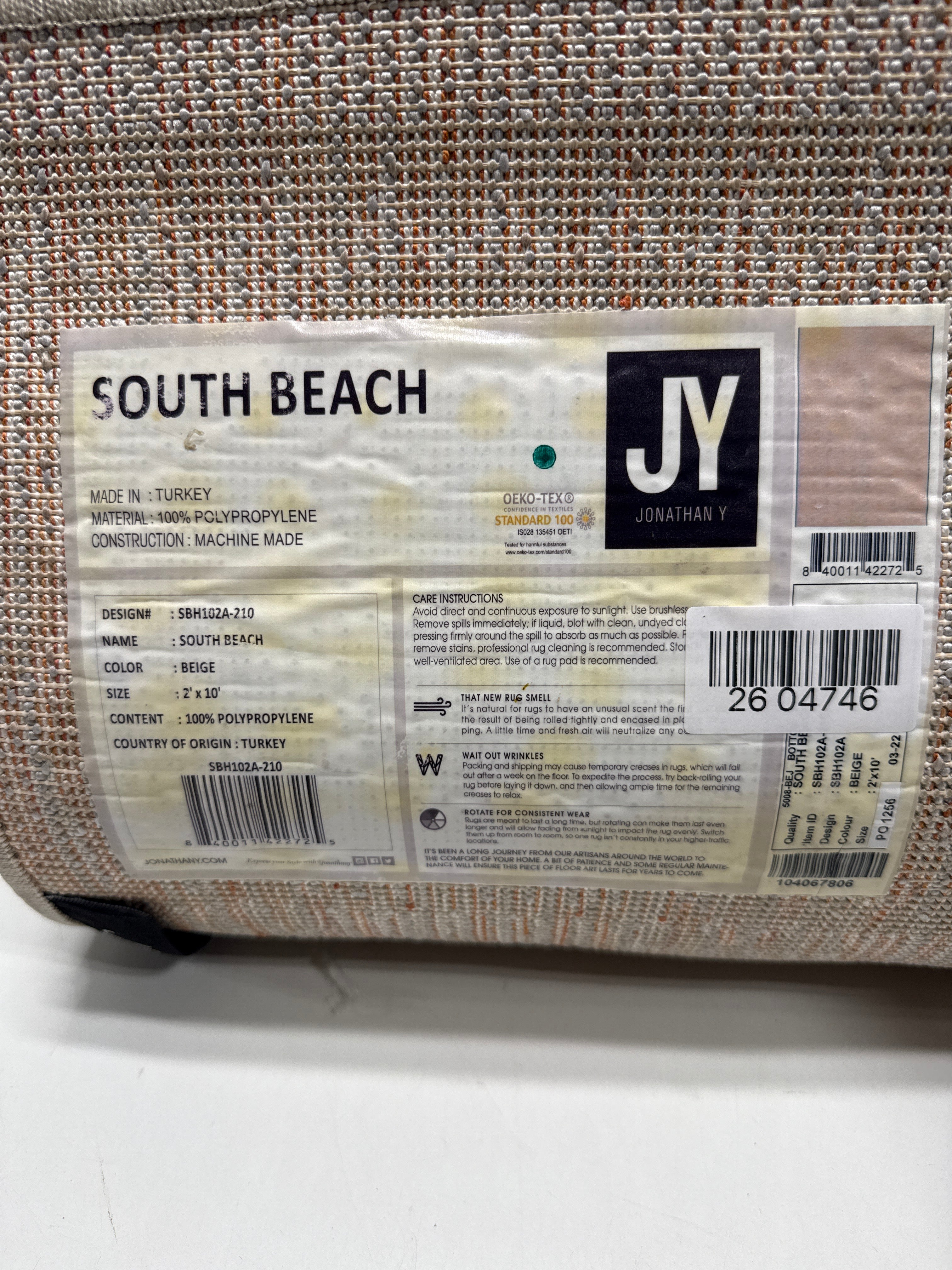 JONATHAN Y Mediterranean Tile Indoor Outdoor Runner Rug 2X10 Beige, Citta High-Low Pile for Backyard, Patio, Porch, Easy-Cleaning, High Traffic, Pet-Friendly, Non-Shedding (SBH102A-210)
