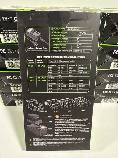 Lot of 16 - Digipower - Travel Charger for Mirrorless & DSLR Cannon Camera Batteries LPE6/LPE10/LPE17/NB/L12 - Black