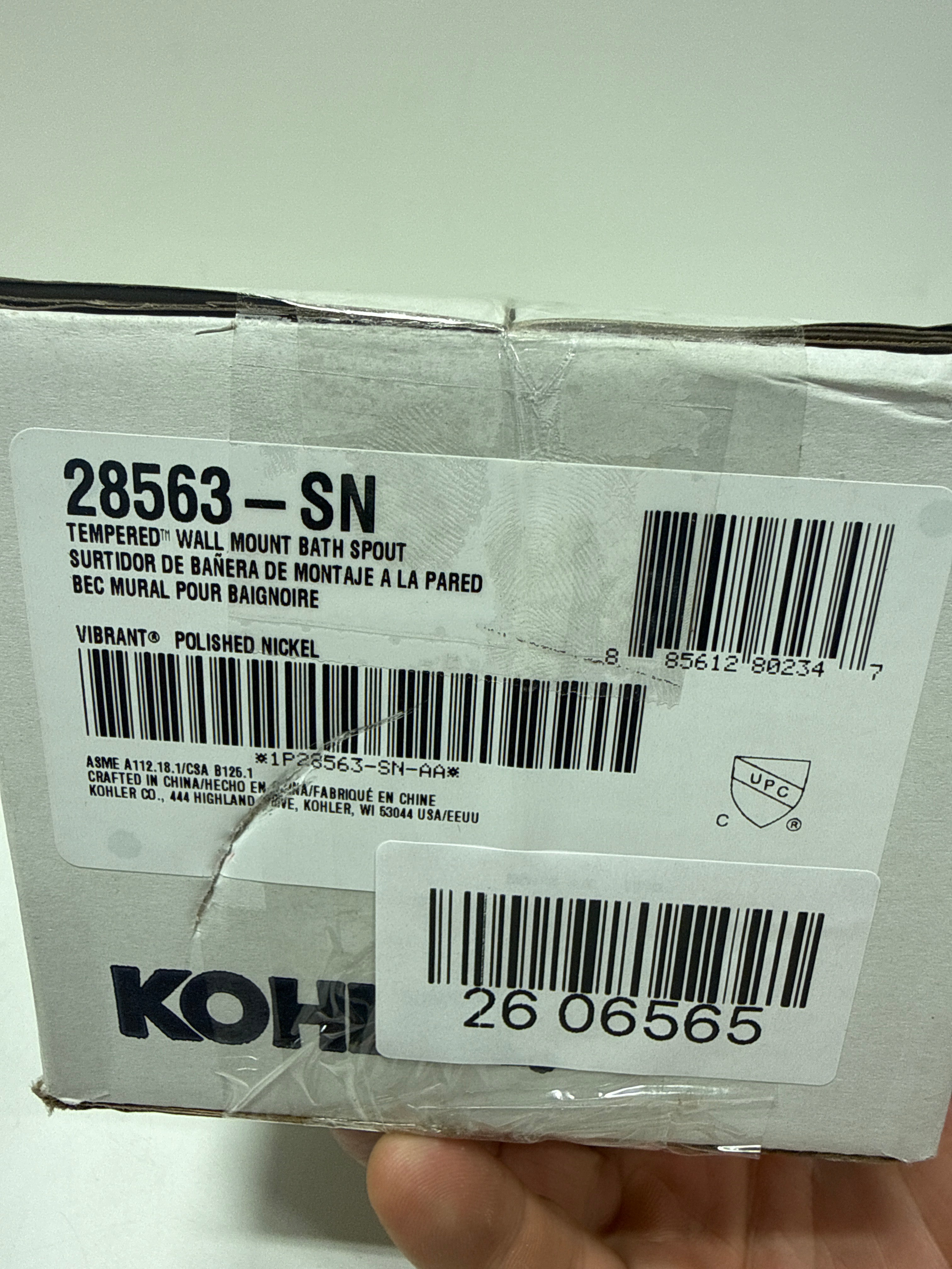 Kohler K-28563 Tempered 6-3/8" Integrated Diverter Tub Spout Vibrant Polished Nickel