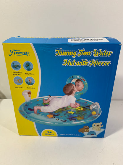 Flashbluer 4-in-1 Tummy Time Water Play Mat with Baby Mirror & Teethers and Rattles