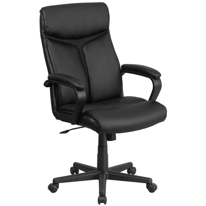 Flash Furniture - Raya Contemporary Leather/Faux Leather Executive Swivel Office Chair - Black