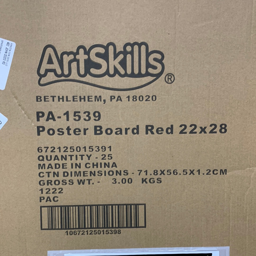 ArtSkills 22" x 28" Heavyweight Poster Board, School Project Supplies, Red, 25-Pack