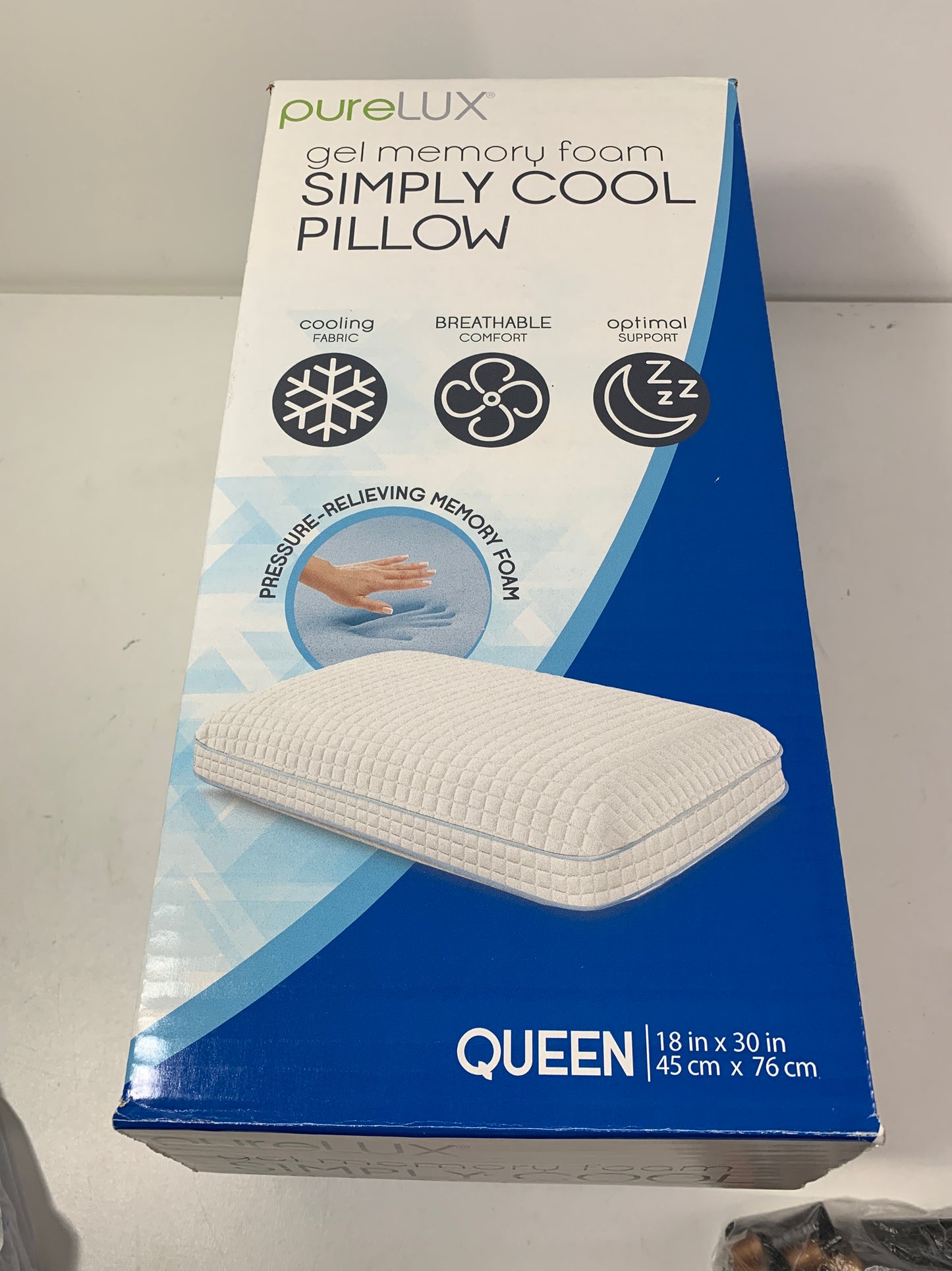 PreLUX Simply Cool Gel Memory Foam Pillow Queen 18 X 30 Medium Memory Foam