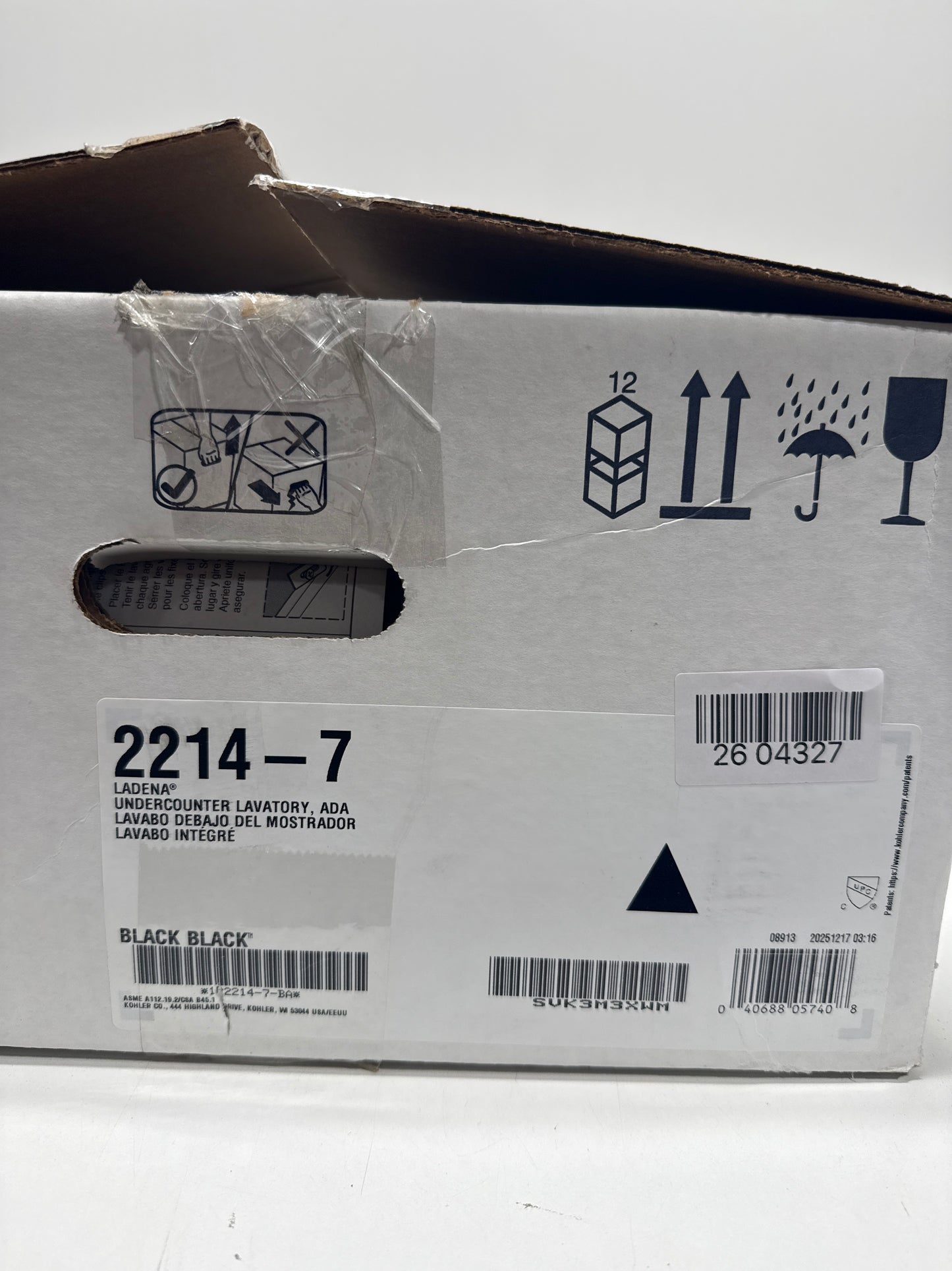 Kohler K-2214-7 Ladena Undercounter Lavatory,Vitreous china, Black