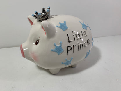 Ceramic Piggy Bank，Coin Bank ，Crown Princess Money Box  8.3" L)