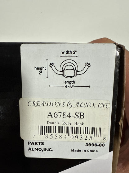 Alno A6784 Charlies 4-1/2" W Traditional Double Prong Solid Brass Wall Mounted Bathroom Towel Robe Hook Satin Brass