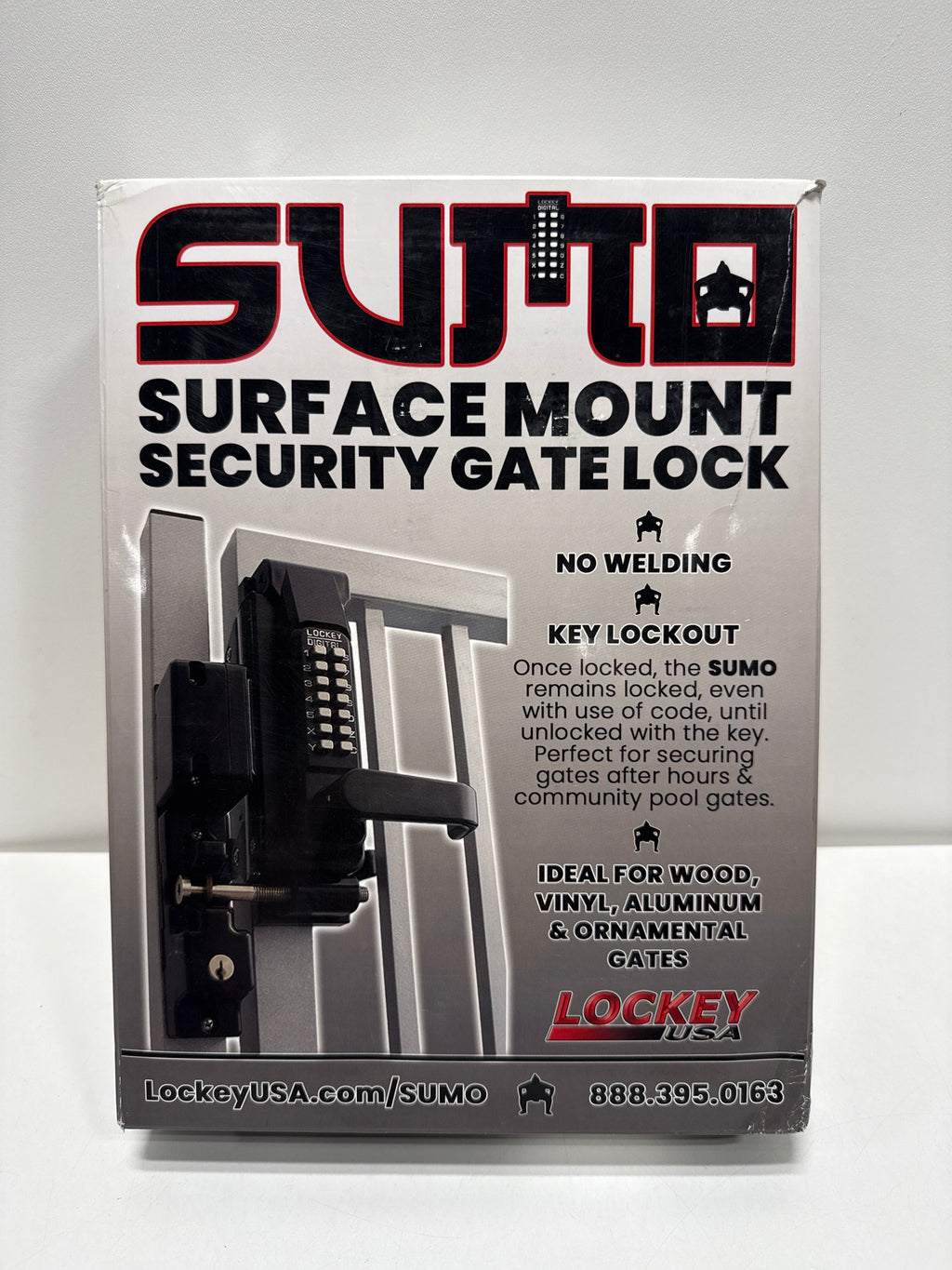 Lockey USA Sumo GL2 Jet Black Marine Grade Mechanical Combination Surface Mount Lever Gate Lock (GL2JBMG)