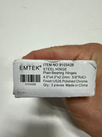 Emtek 9100 Steel Hinges (Pair) - SD - 5/8" Radius Corner - 4" x 4" - 9103426 - Polished Chrome (US26)