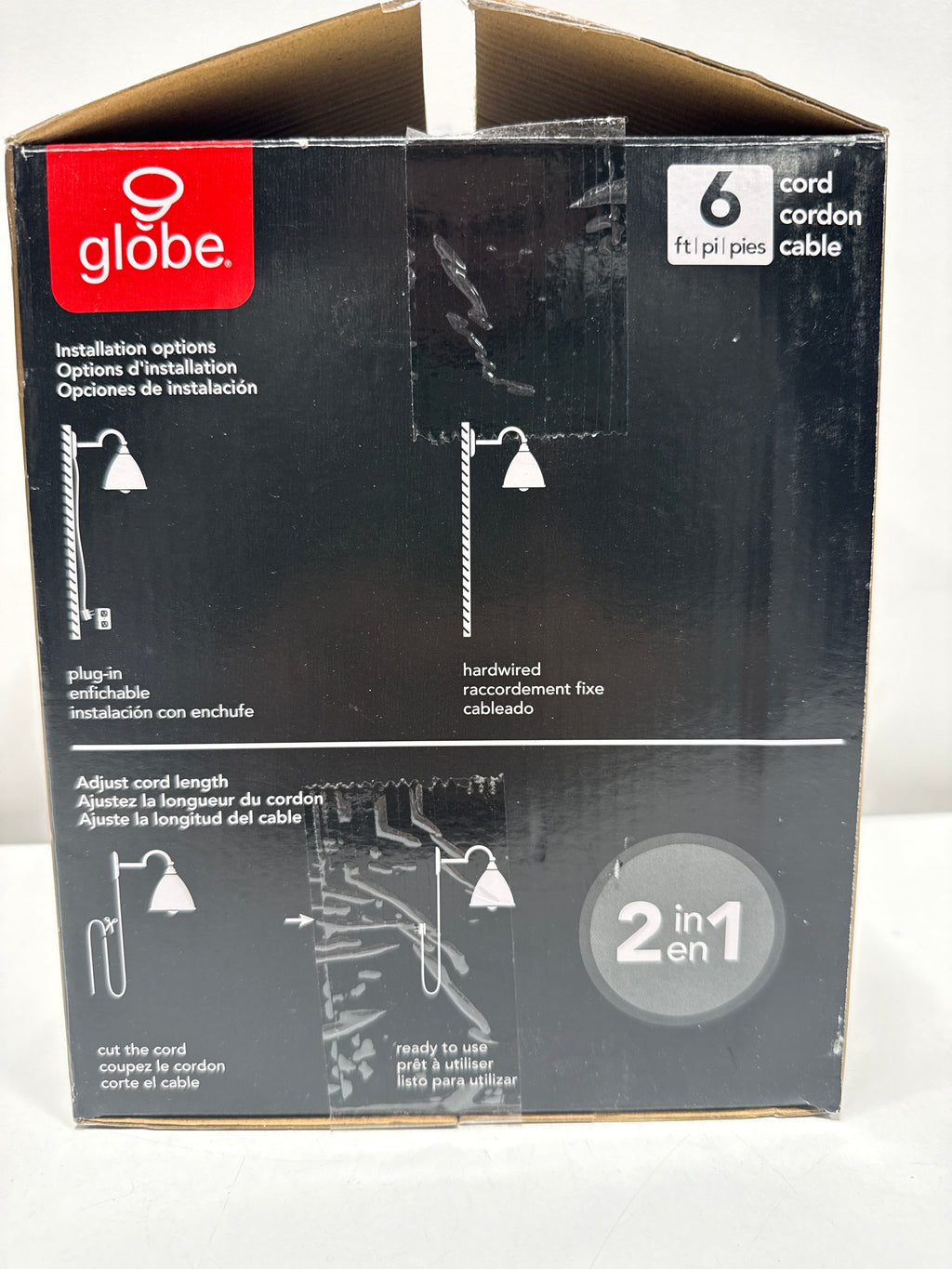 Globe Electric Tristan 1-Light Dimmable Plug-in or Hardwire Wall Sconce, Matte White