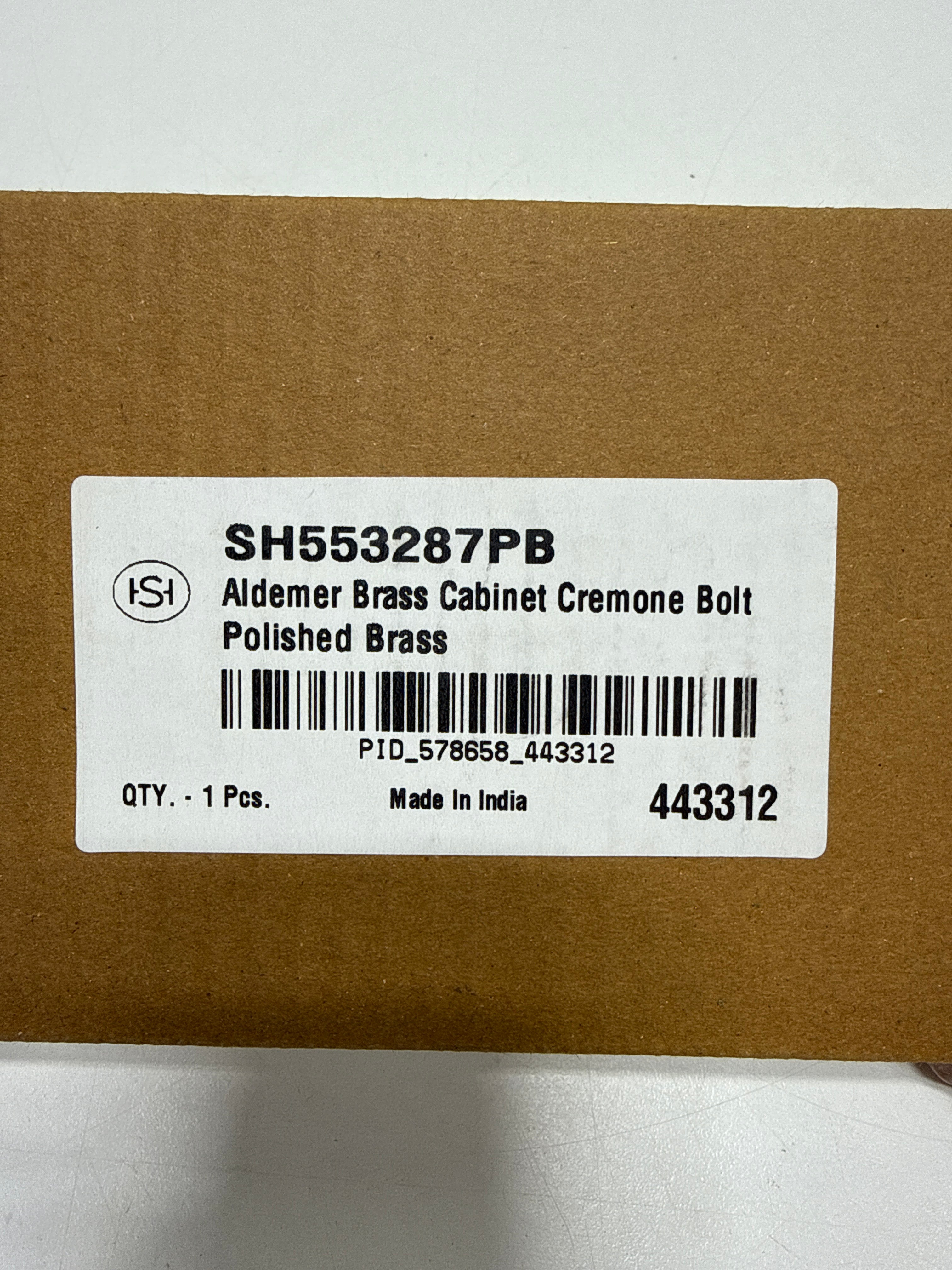 Signature Hardware 955209-1.5 Aldemer 24 Inch Tall Cabinet Cremone Security Bolt Polished Brass - *Tools Hardware & Misc