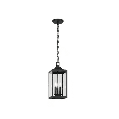 Havenridge 3-Light Matte Black Outdoor Hanging Pendant Light with Clear Glass (1-Pack)